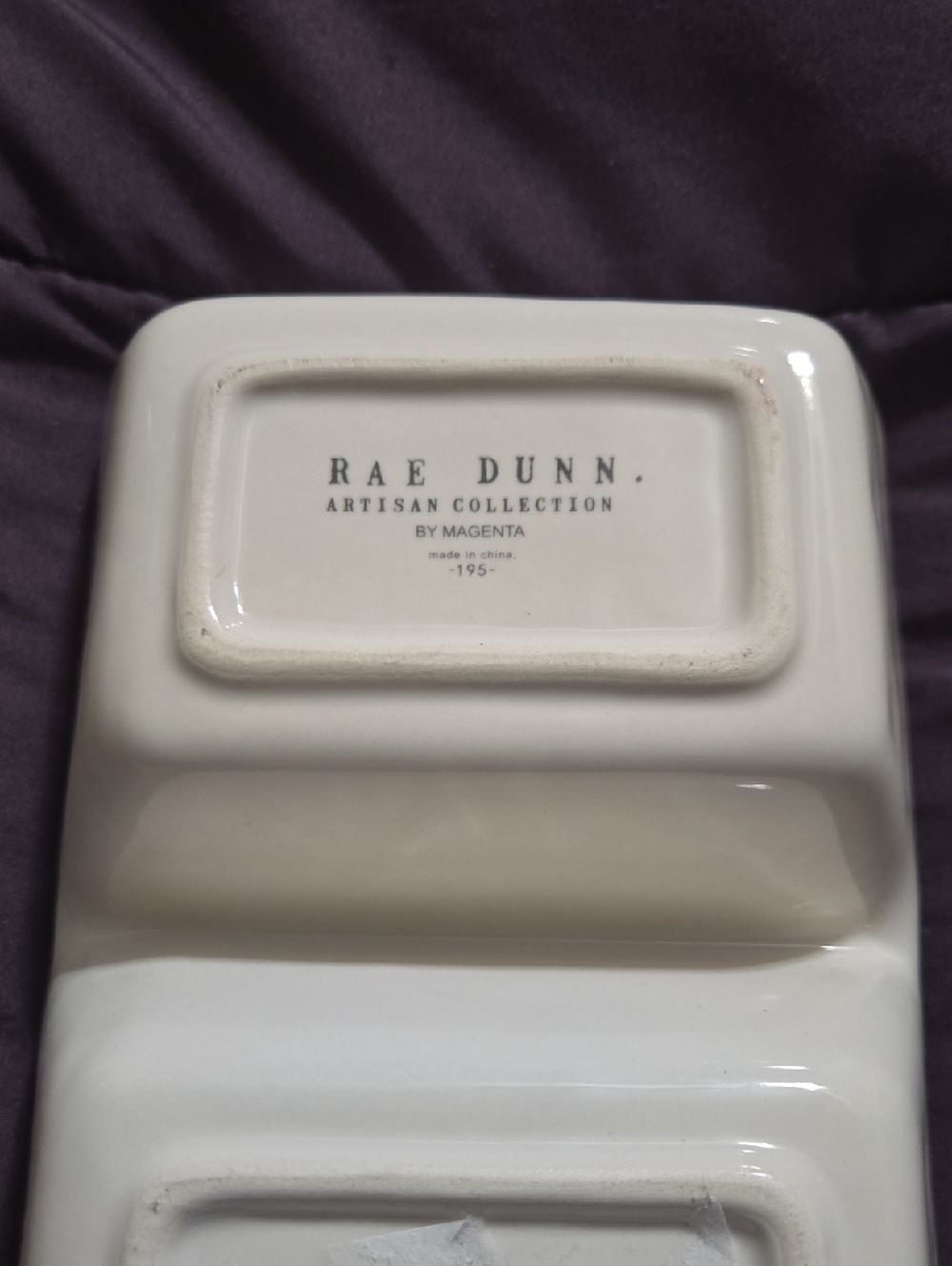 Rae Dunn Ceramic Two-Compartment Desk Tray with Pushpin and Eraser Art - Picture 4 of 4